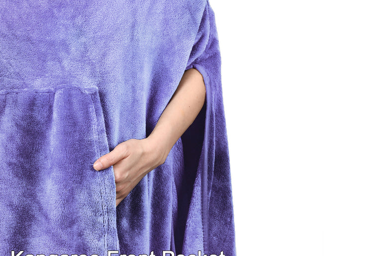 Long Fleece Wearable Poncho Blanket