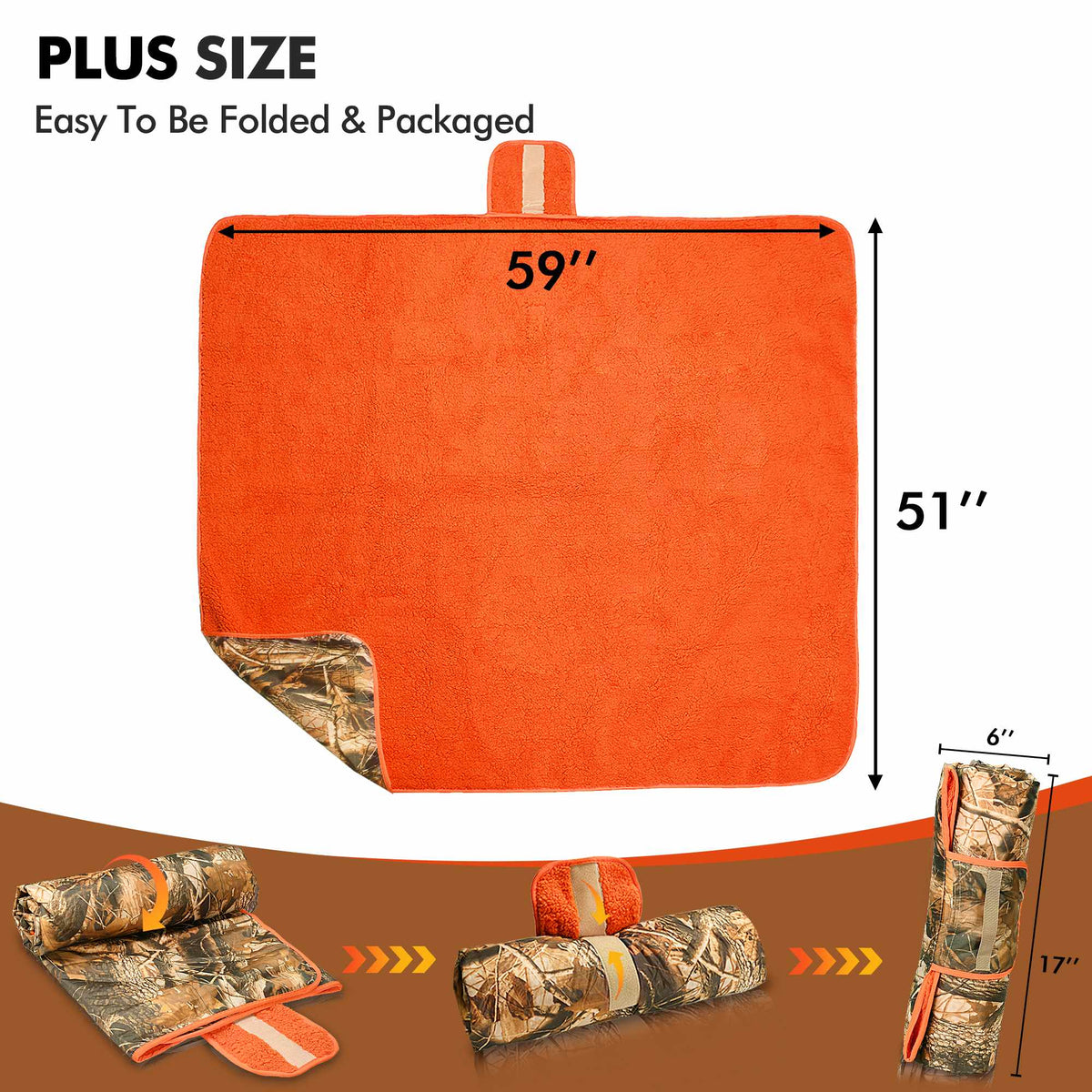Waterproof Stadium Blanket with Sherpa Lining for Stadium 51''×59''