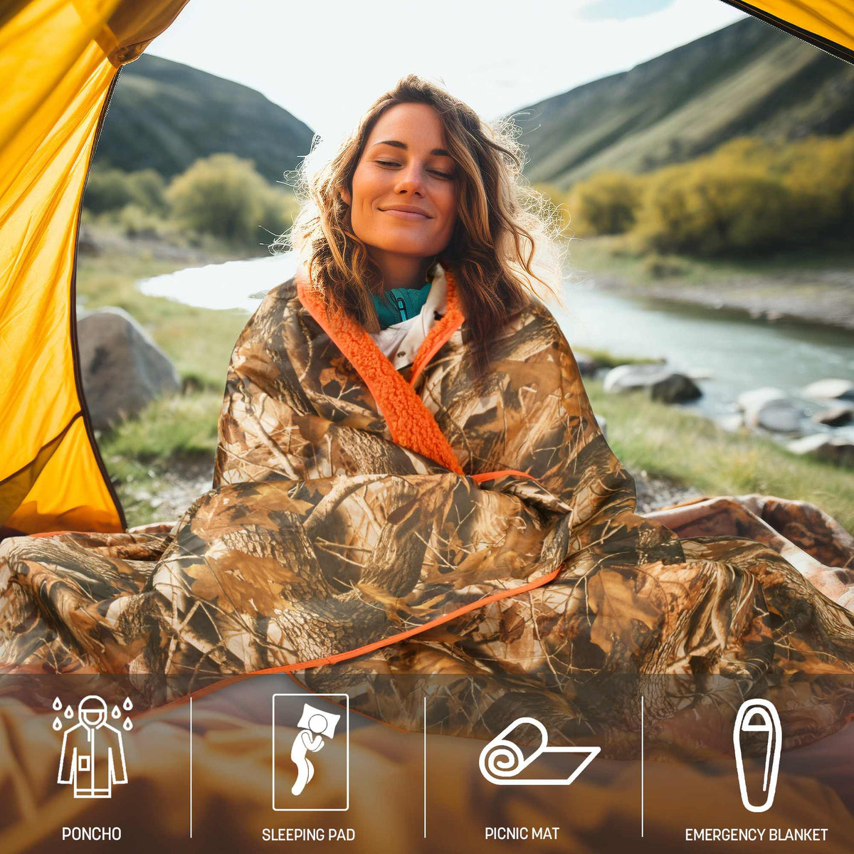 Waterproof Stadium Blanket with Sherpa Lining for Stadium 51''×59''