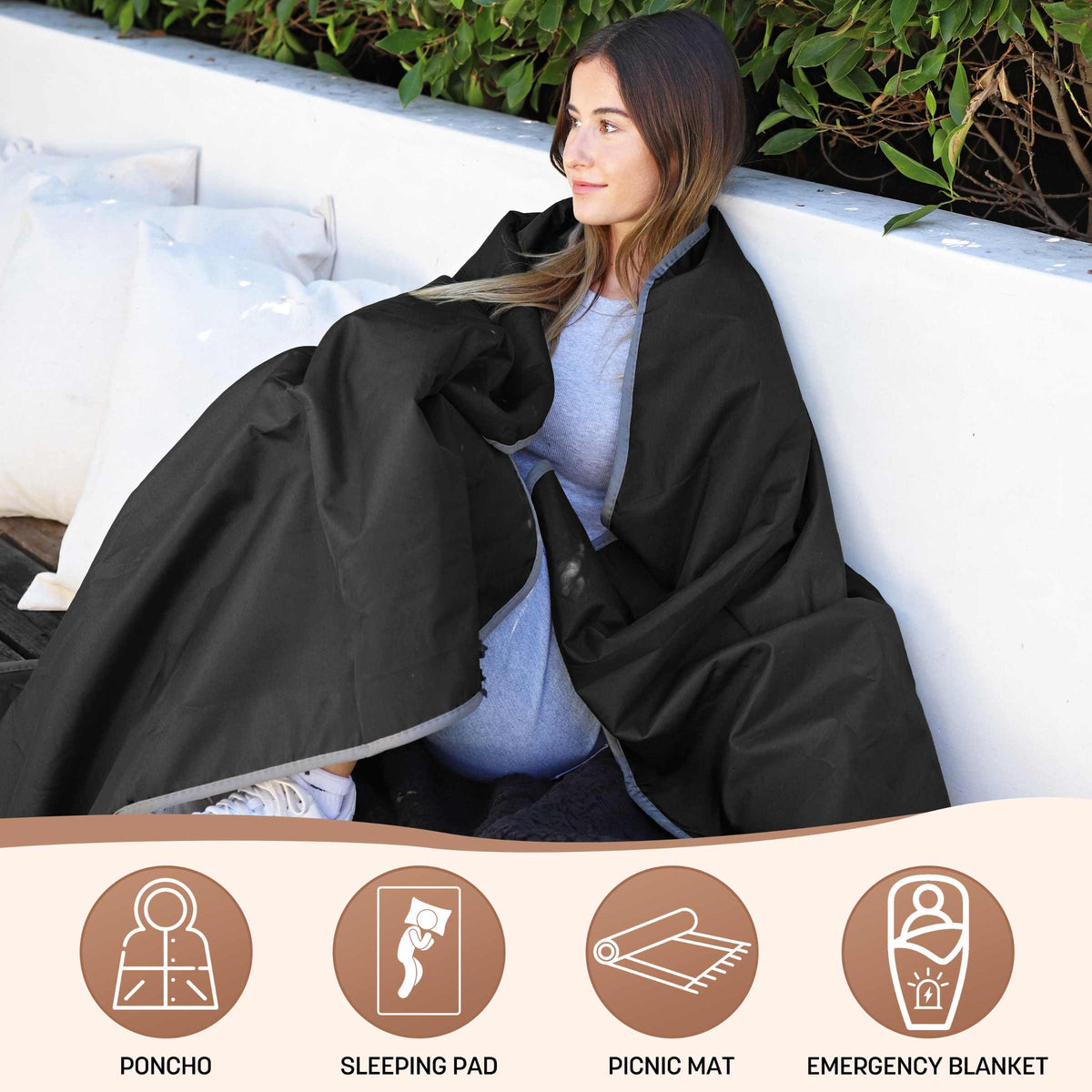Waterproof Stadium Blanket with Sherpa Lining for Stadium 51''×59''