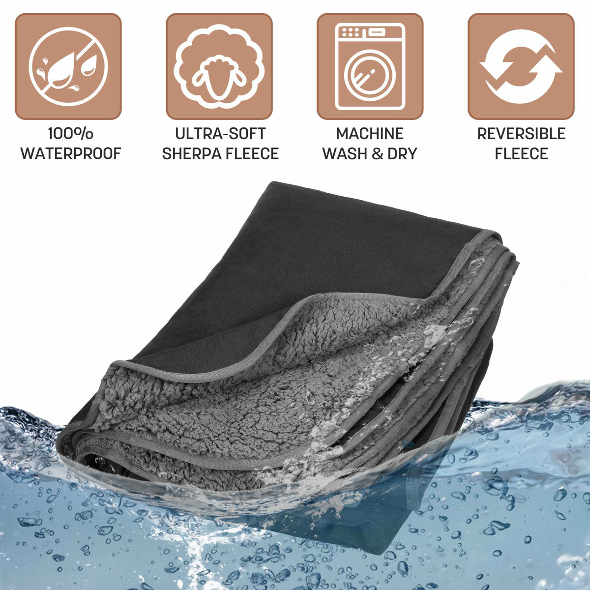 Waterproof Stadium Blanket with Sherpa Lining for Stadium 51''×59''