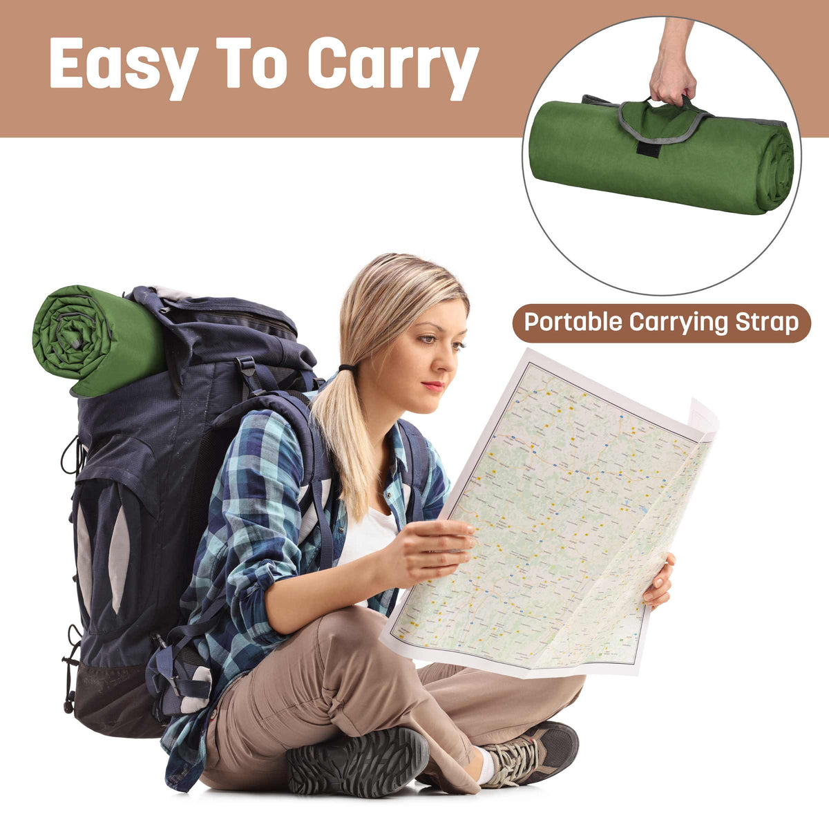 Camping Waterproof Stadium Blanket with Sherpa Lining 60''×80''