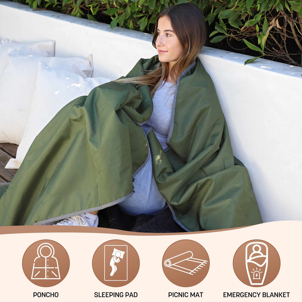 Camping Waterproof Stadium Blanket with Sherpa Lining 60''×80''