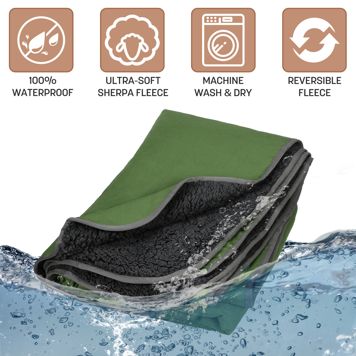 Sherpa Lined Outdoor Stadium Waterproof Blanket for Winter 66''*90''