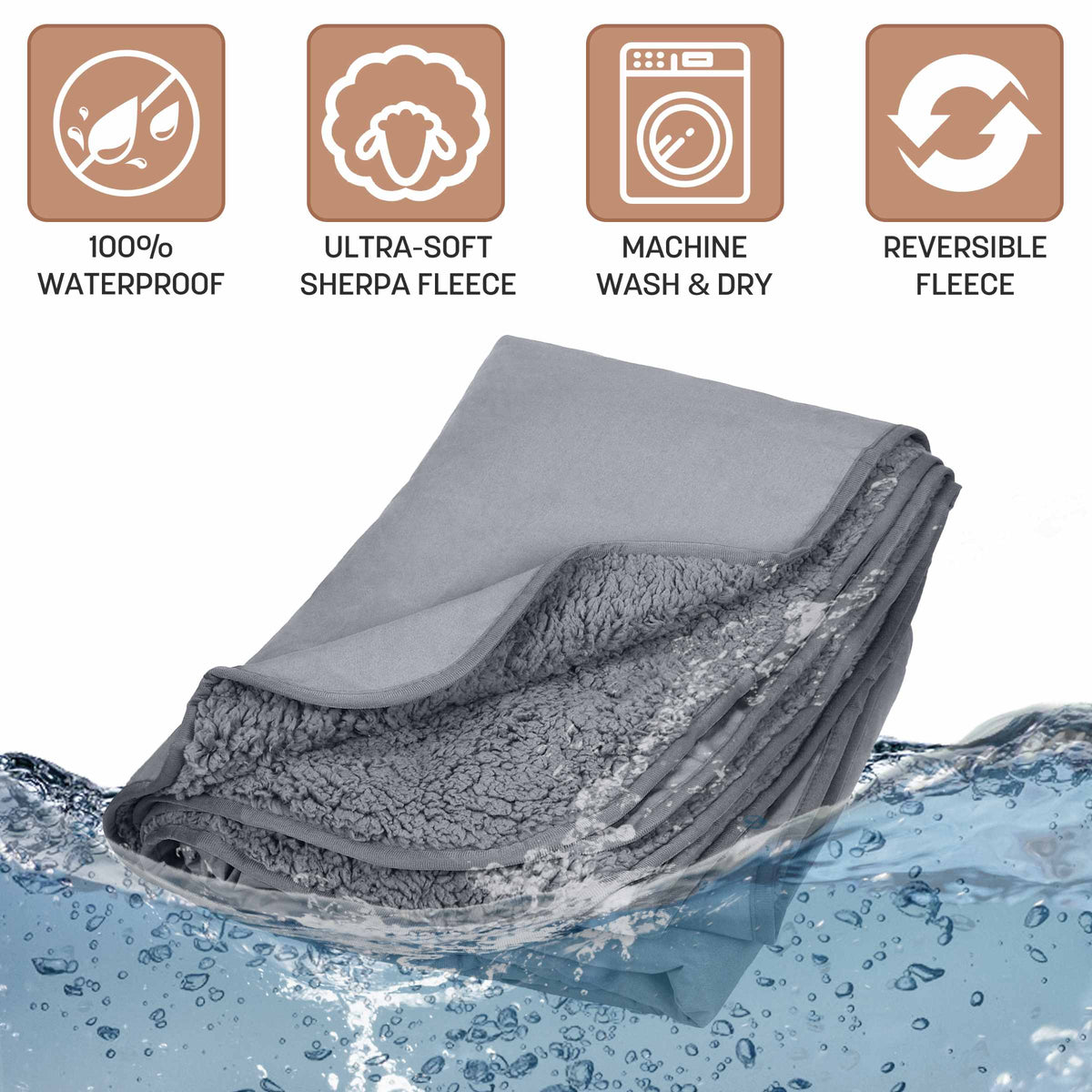 Waterproof Stadium Blanket with Sherpa Lining for Stadium 51''×59''