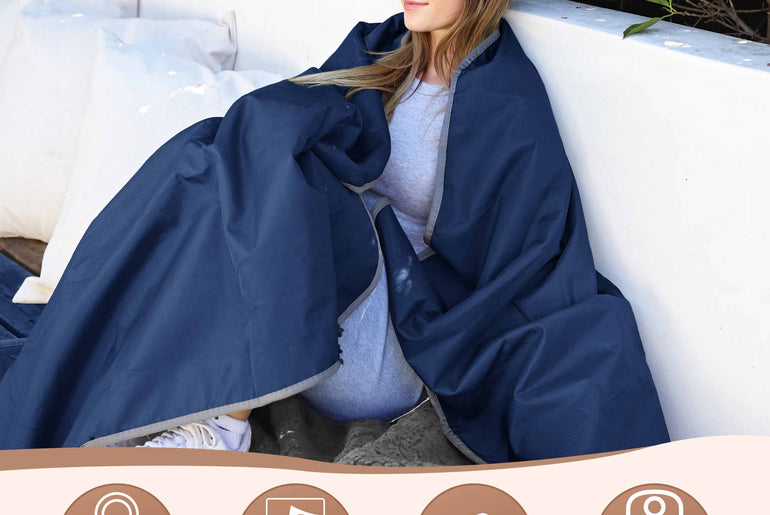 Camping Waterproof Stadium Blanket with Sherpa Lining 60''×80''