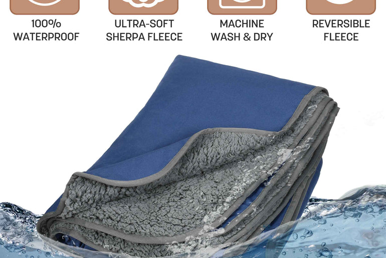 Camping Waterproof Stadium Blanket with Sherpa Lining 60''×80''