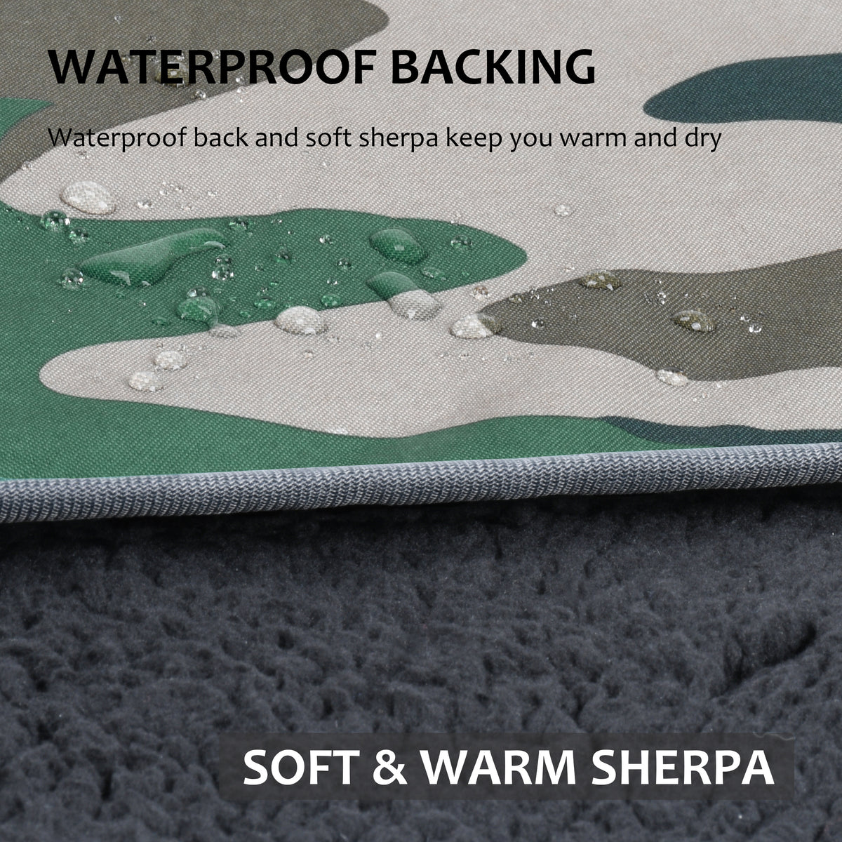 Outdoors Waterproof Throw Blanket for Camping, 60”x 80” front view