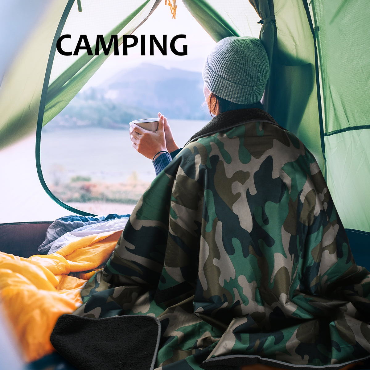 Outdoors Waterproof Throw Blanket for Camping, 60”x 80” detail view