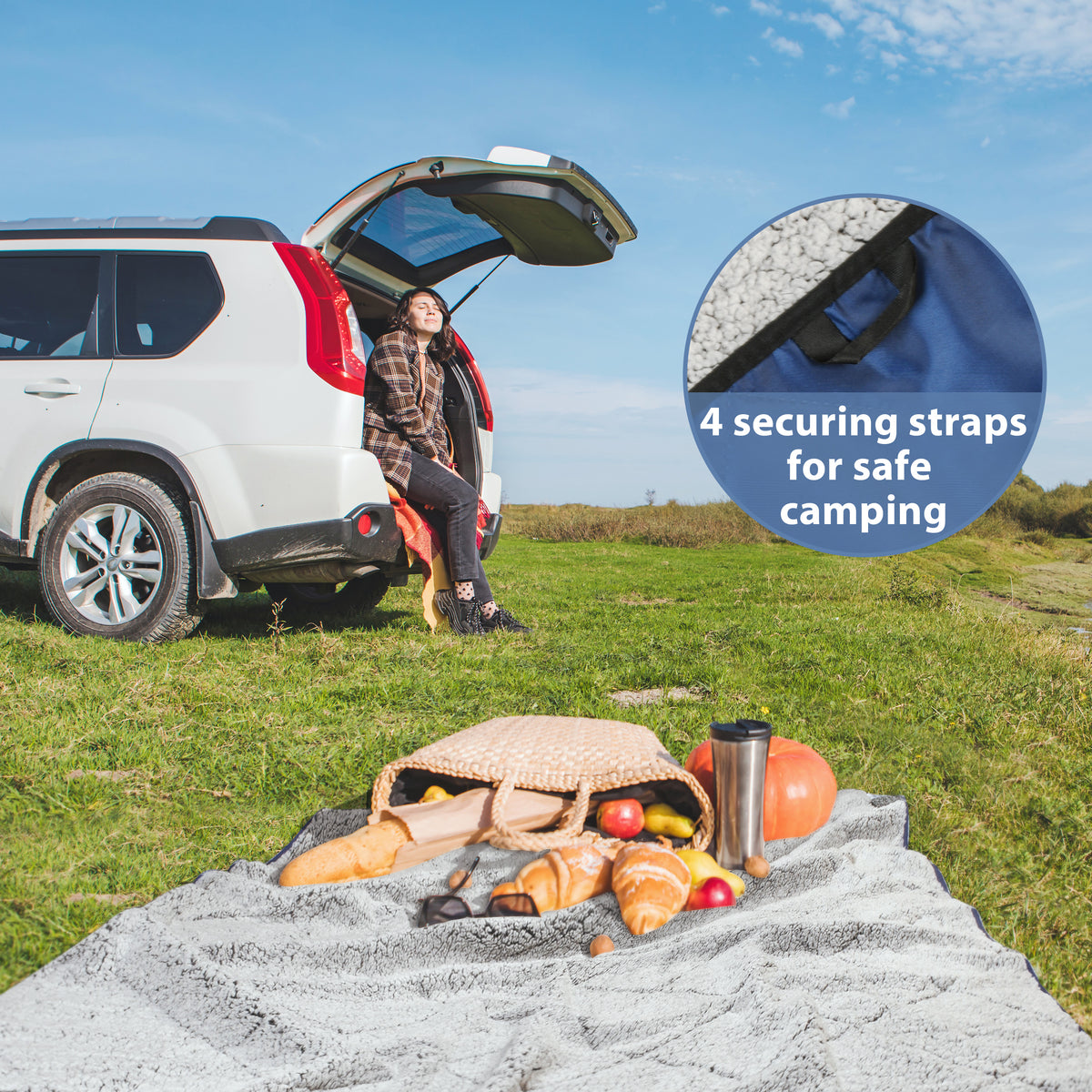 Waterproof Oxford & Plush Outdoor Down Blanket with Sherpa Lining, 60'' x 80''