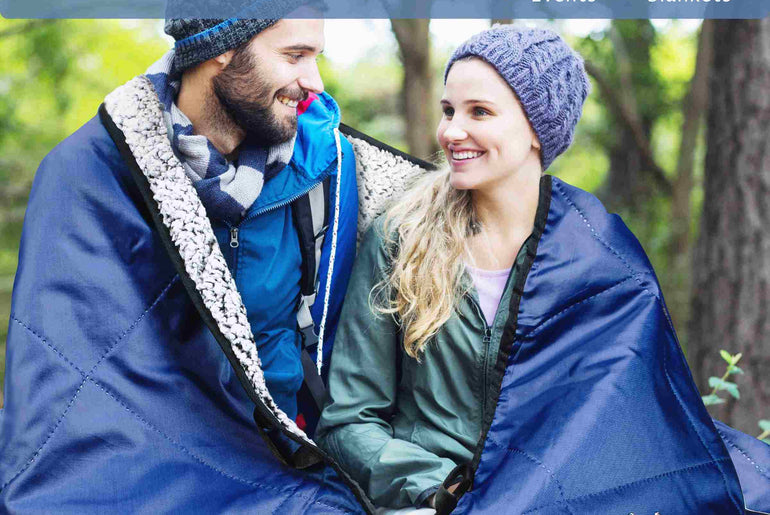 Waterproof Oxford & Plush Outdoor Down Blanket with Sherpa Lining, 60'' x 80''