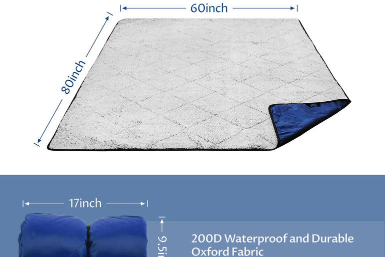 Waterproof Oxford & Plush Outdoor Down Blanket with Sherpa Lining, 60'' x 80''