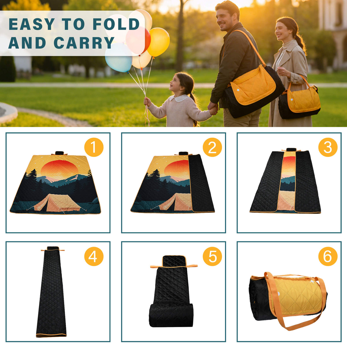 Tirrinia Waterproof Beach Blanket – Sandproof Outdoor Picnic & Camping Mat (70" × 80") detail view