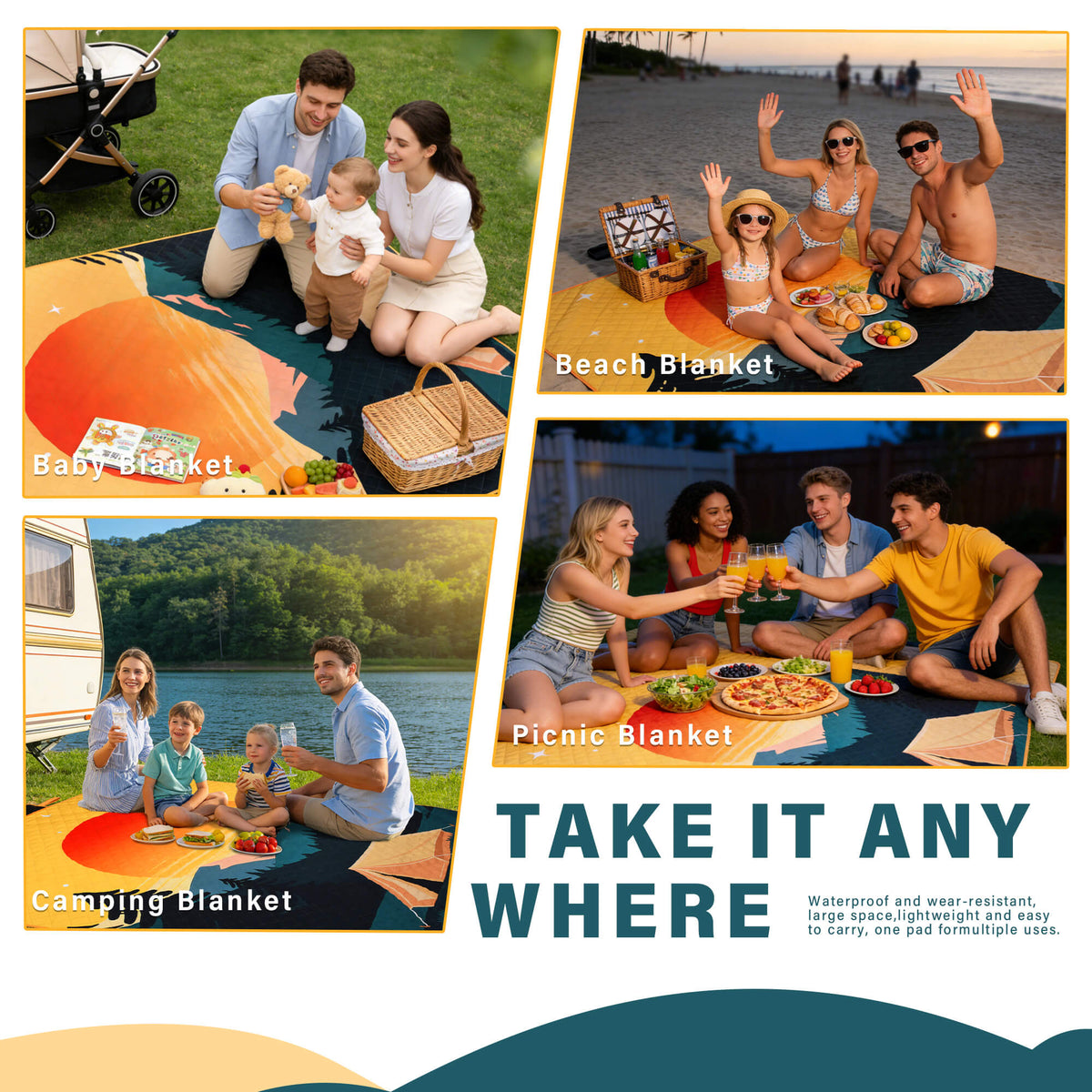 Tirrinia Waterproof Beach Blanket – Sandproof Outdoor Picnic & Camping Mat (70" × 80") newarrivals style