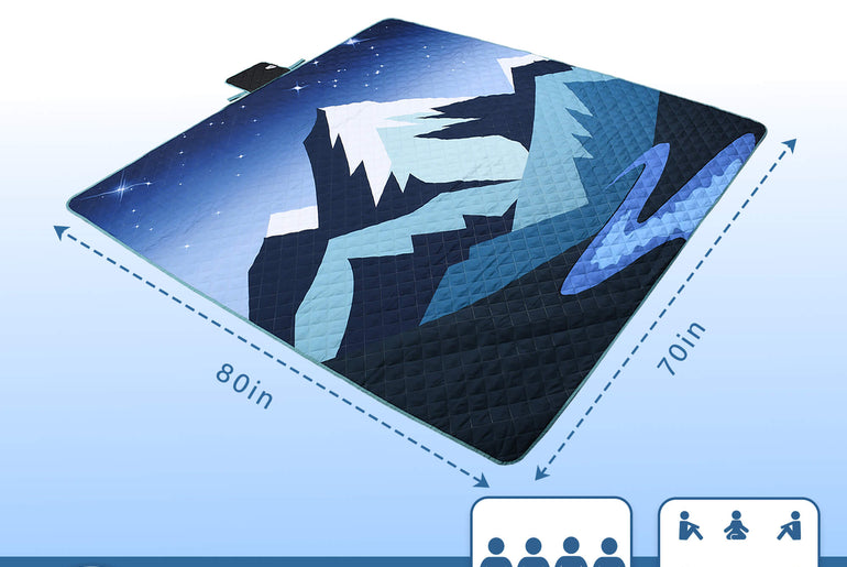 Tirrinia Waterproof Beach Blanket – Sandproof Outdoor Picnic & Camping Mat (70" × 80") back view
