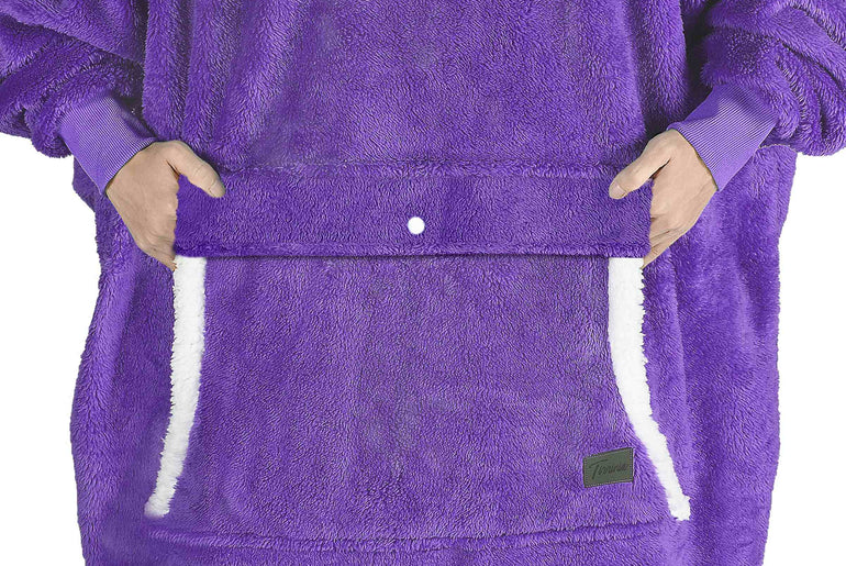 White Raw Edge Oversized Single Layer Hoodie Blanket