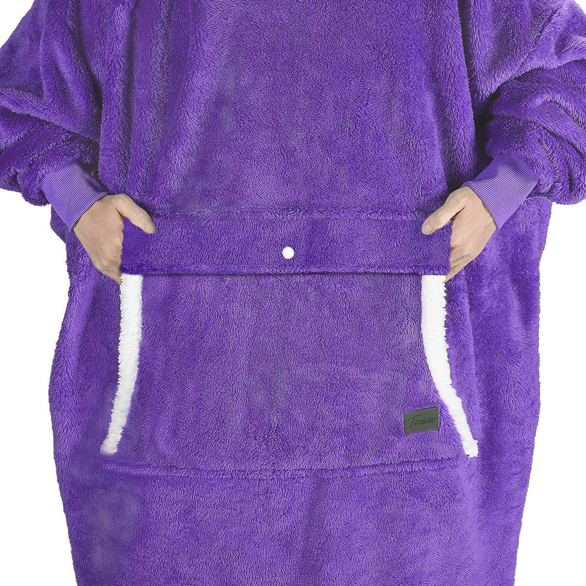 White Raw Edge Oversized Single Layer Hoodie Blanket