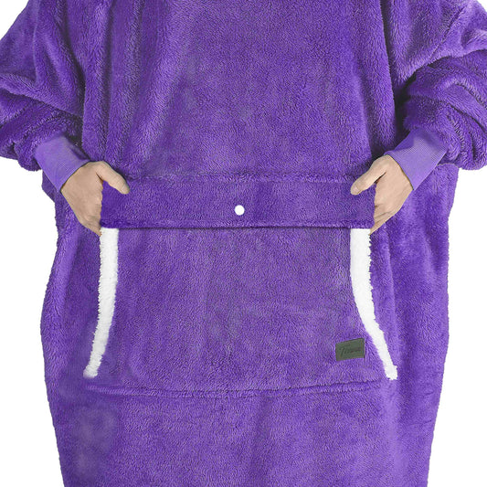 White Raw Edge Oversized Single Layer Hoodie Blanket