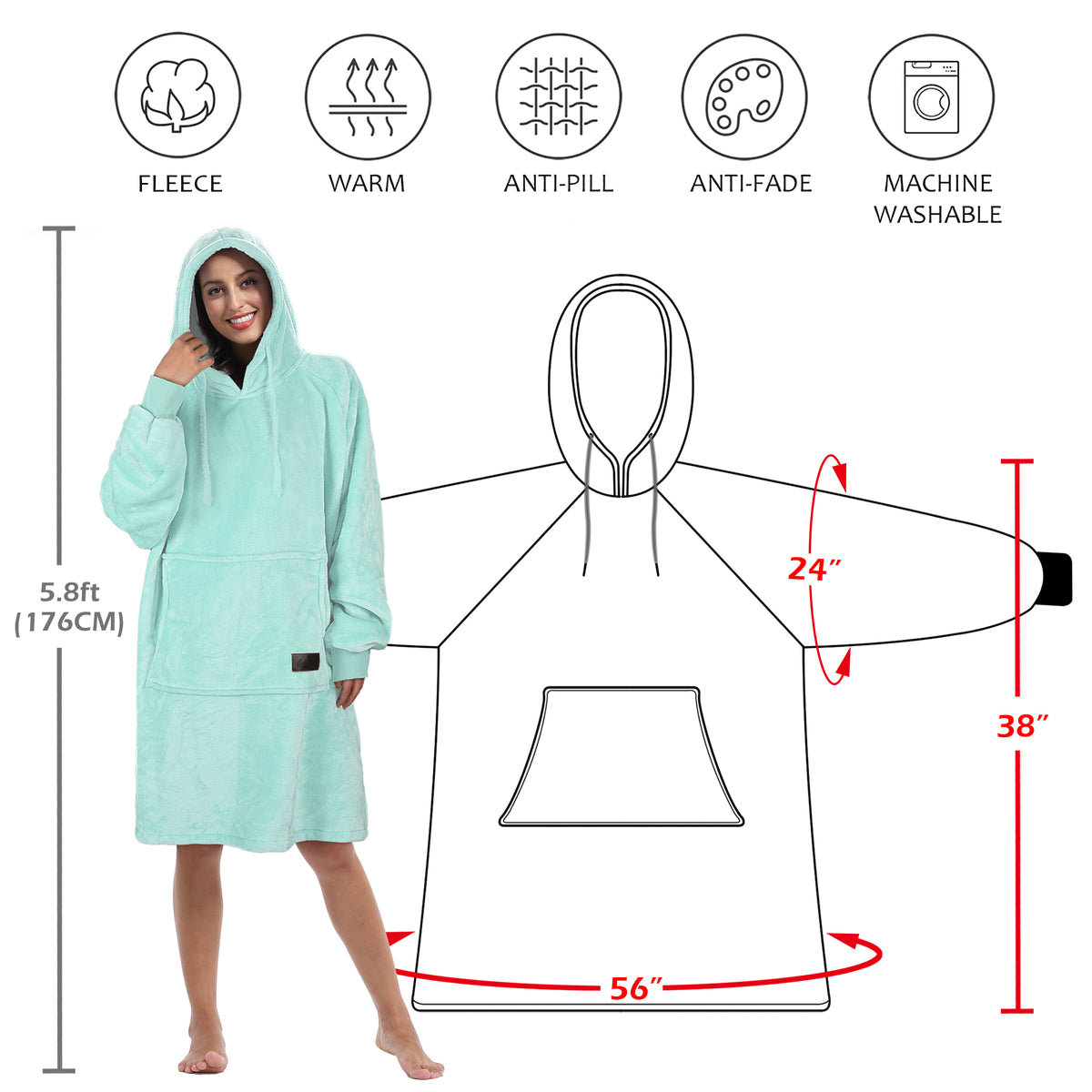 Fleece Oversize Blanket Sweatshirt Dress Thin style
