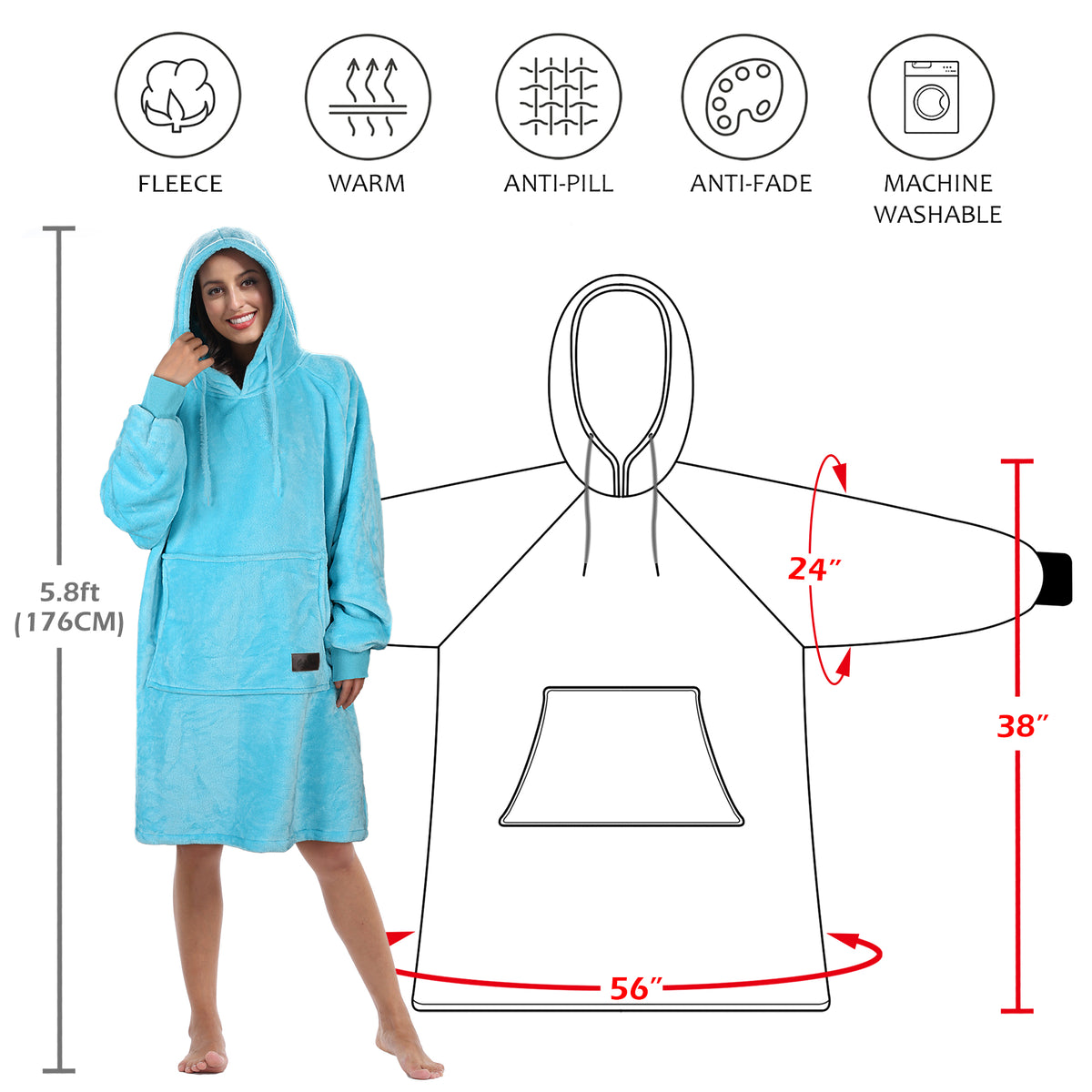 Fleece Oversize Blanket Sweatshirt Dress Thin style