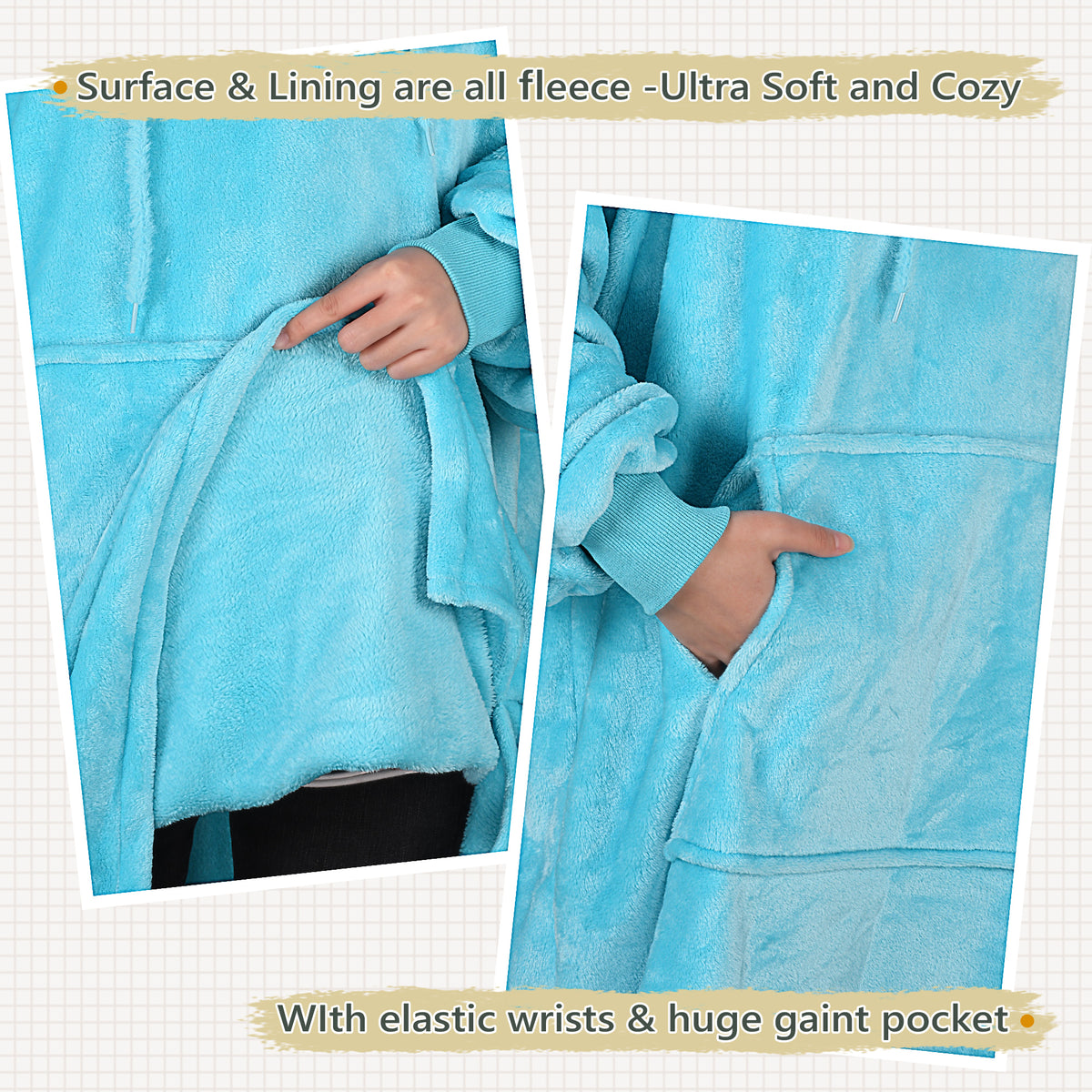Fleece Oversize Blanket Sweatshirt Dress Thin style