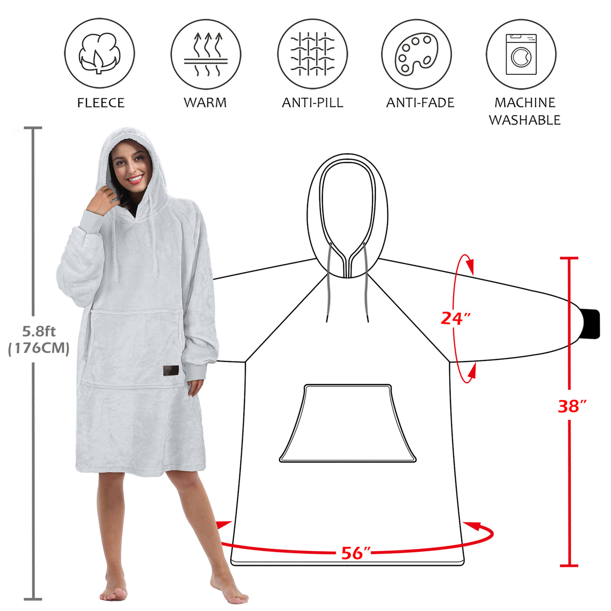 Fleece Oversize Blanket Sweatshirt Dress Thin style