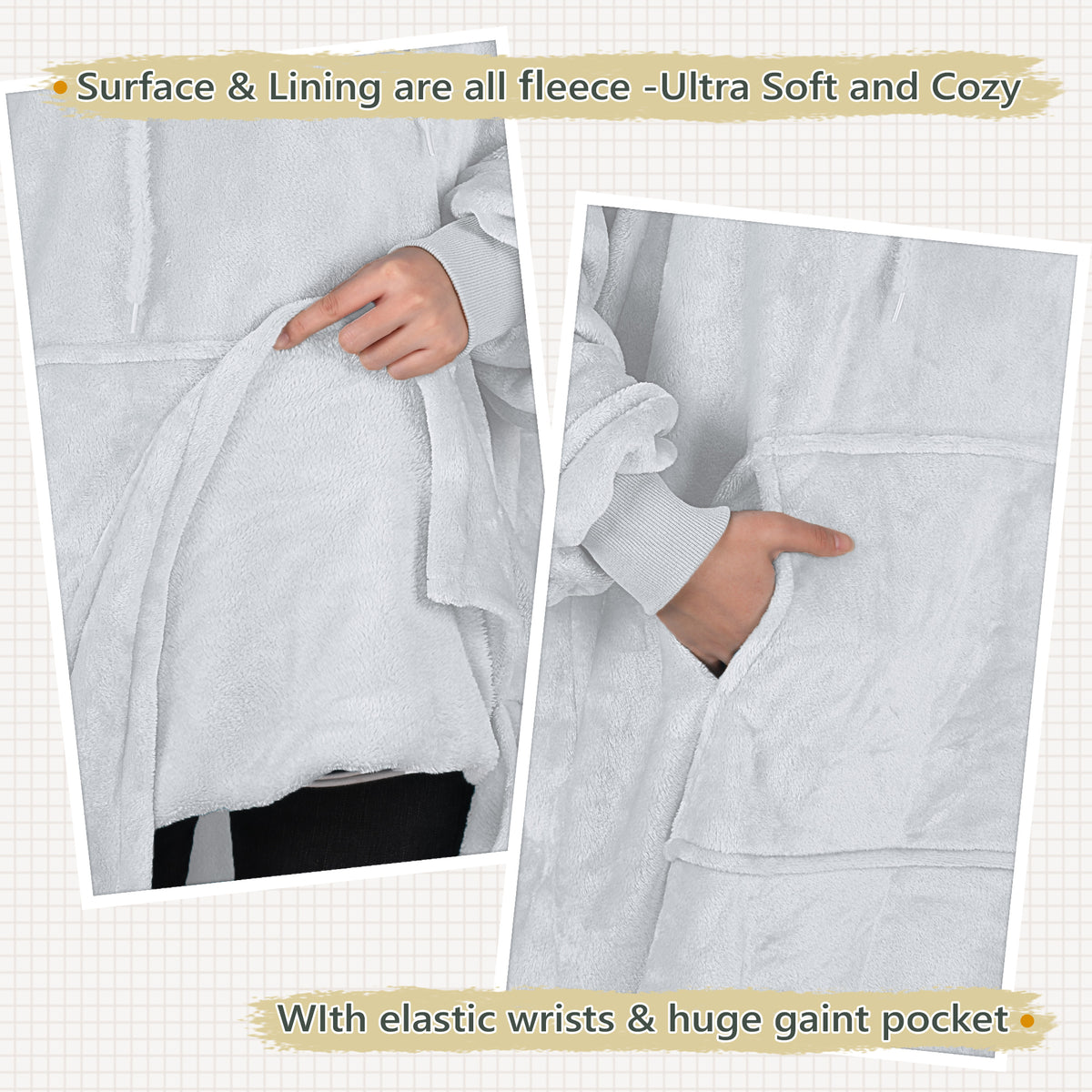 Fleece Oversize Blanket Sweatshirt Dress Thin style
