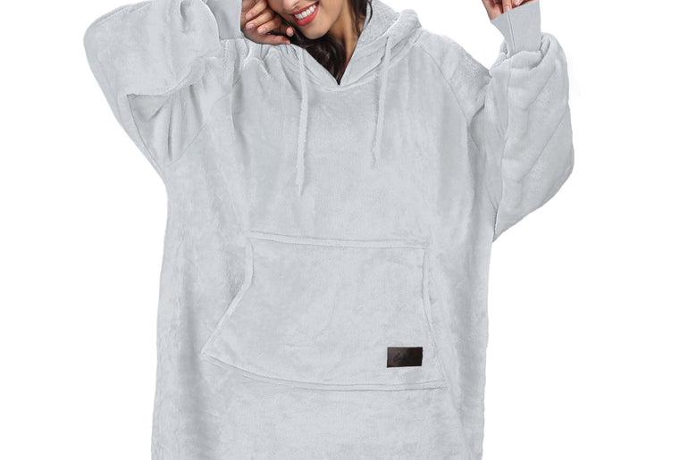 Fleece Oversize Blanket Sweatshirt Dress Thin style