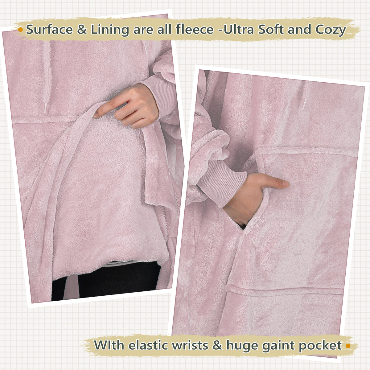 Fleece Oversize Blanket Sweatshirt Dress Thin style