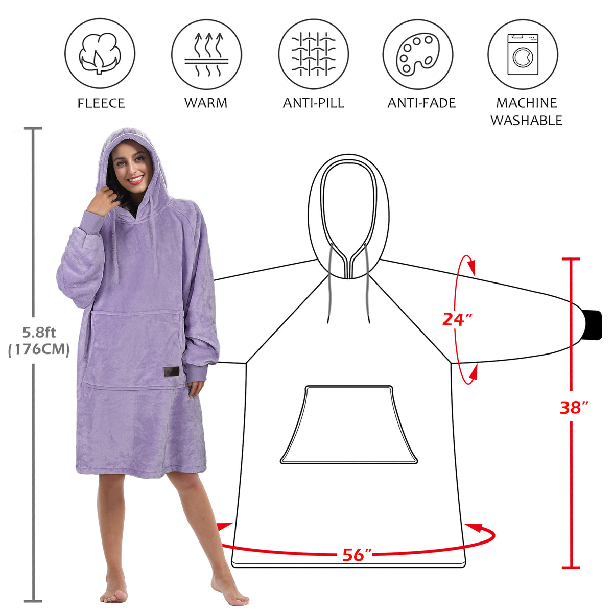 Fleece Oversize Blanket Sweatshirt Dress Thin style