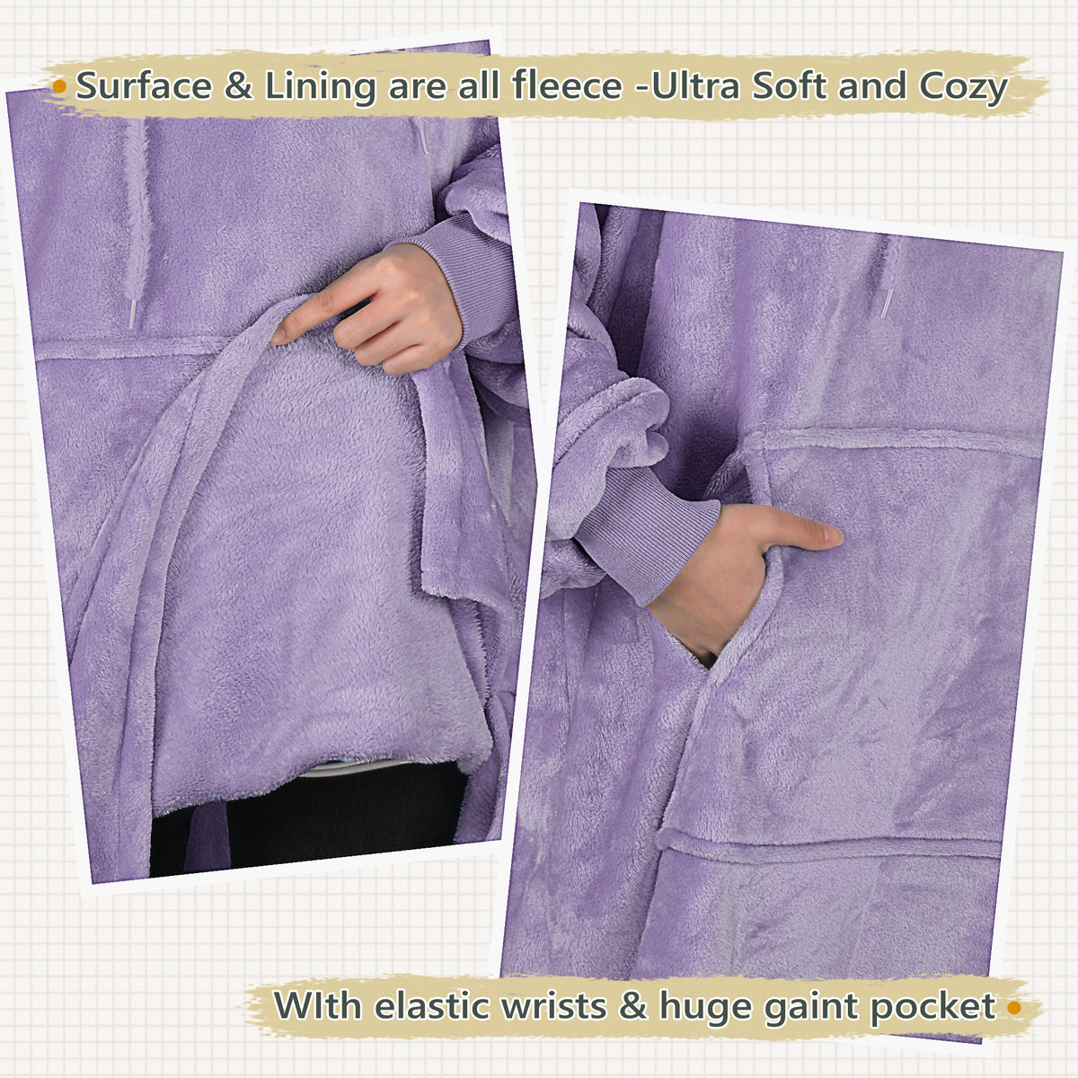 Fleece Oversize Blanket Sweatshirt Dress Thin style