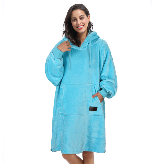 Fleece Oversize Blanket Sweatshirt Dress front view