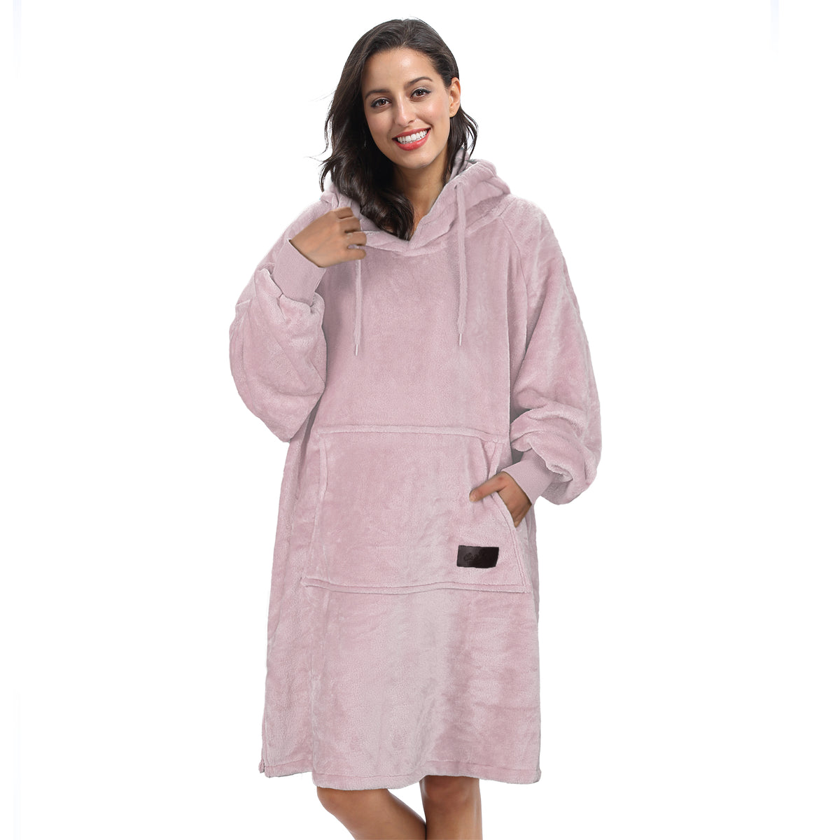Fleece Oversize Blanket Sweatshirt Dress back view