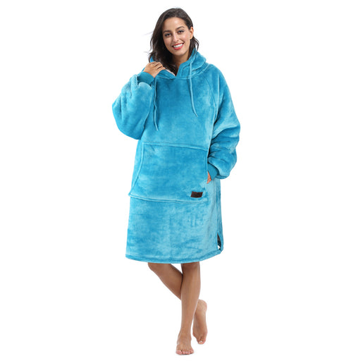 Loose Size Sherpa Blanket Hoodie Dress