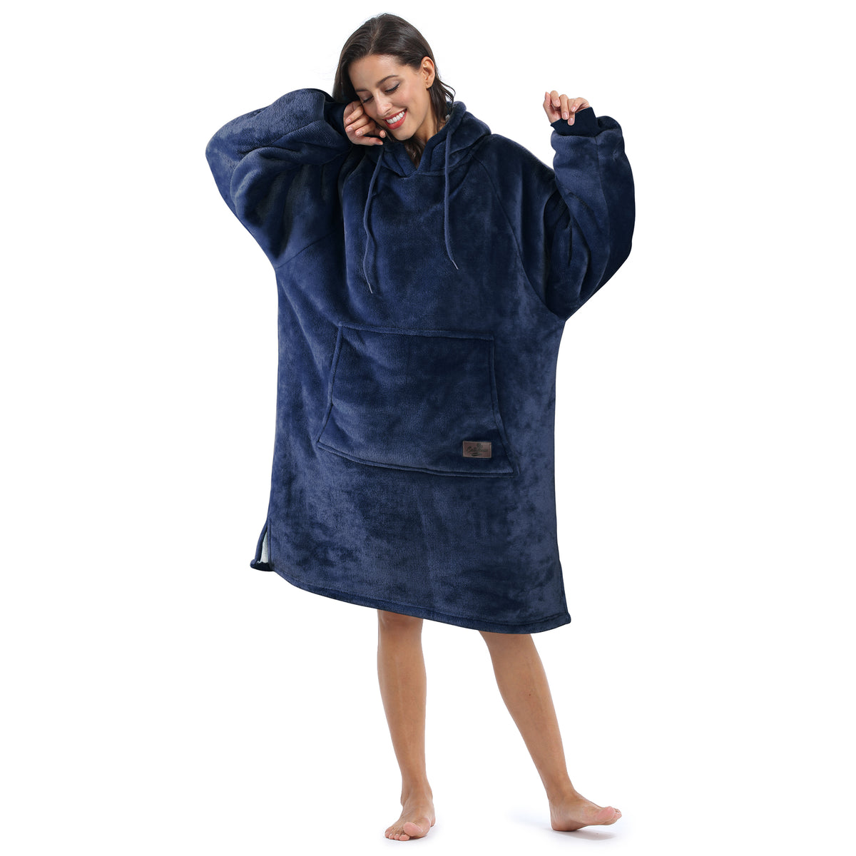 Loose Size Sherpa Blanket Hoodie Dress