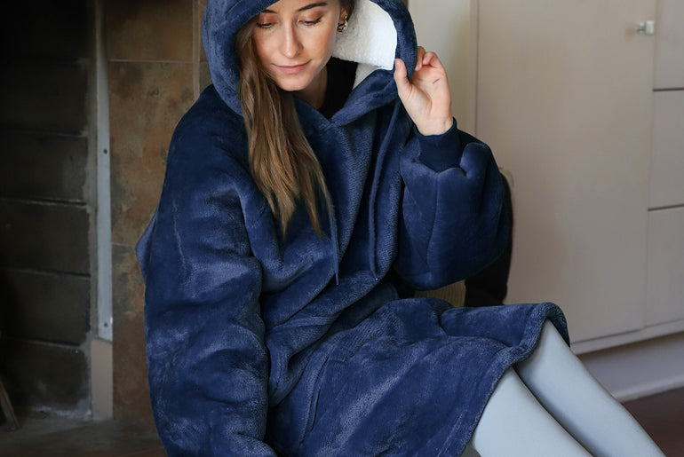 Loose Size Sherpa Blanket Hoodie Dress