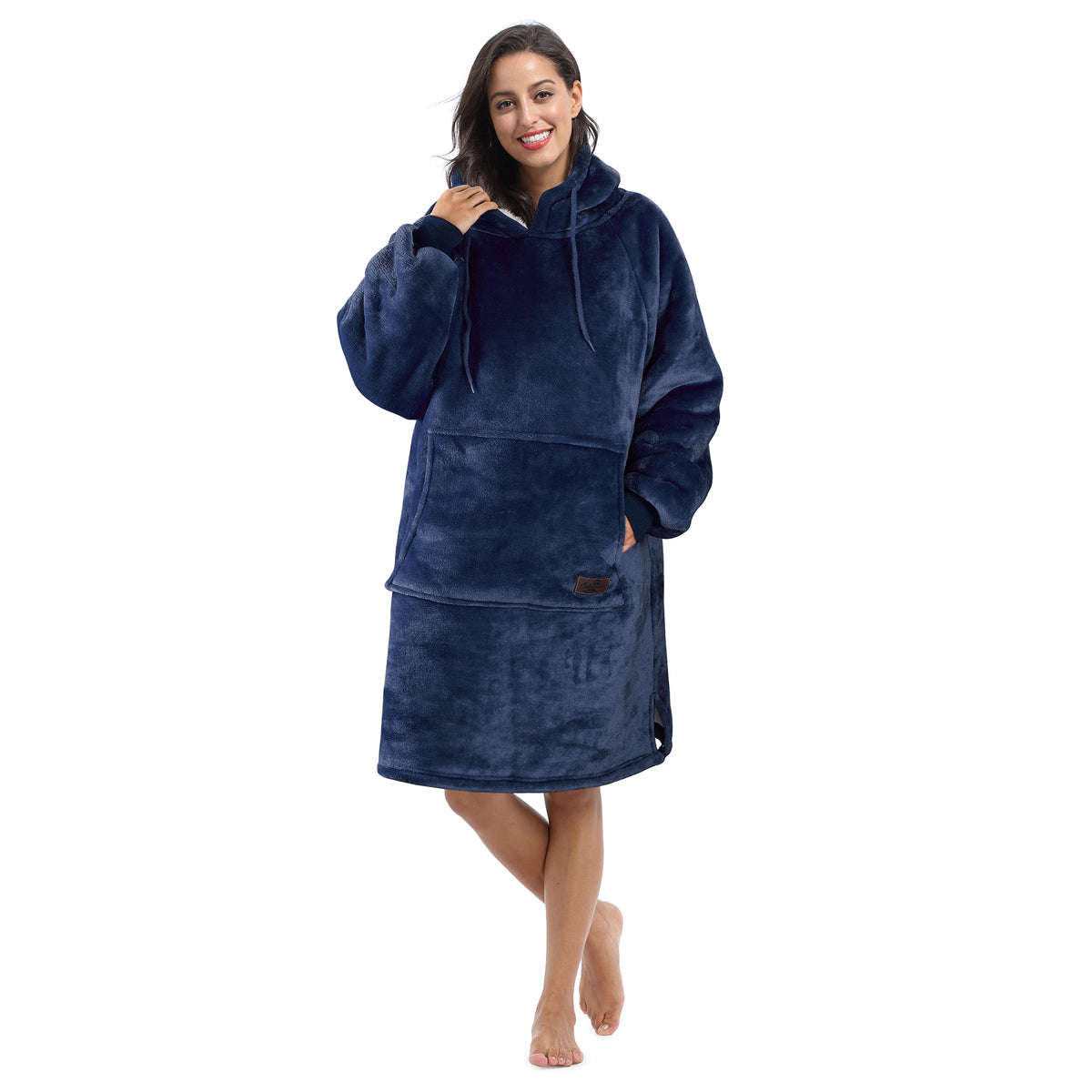 Loose Size Sherpa Blanket Hoodie Dress