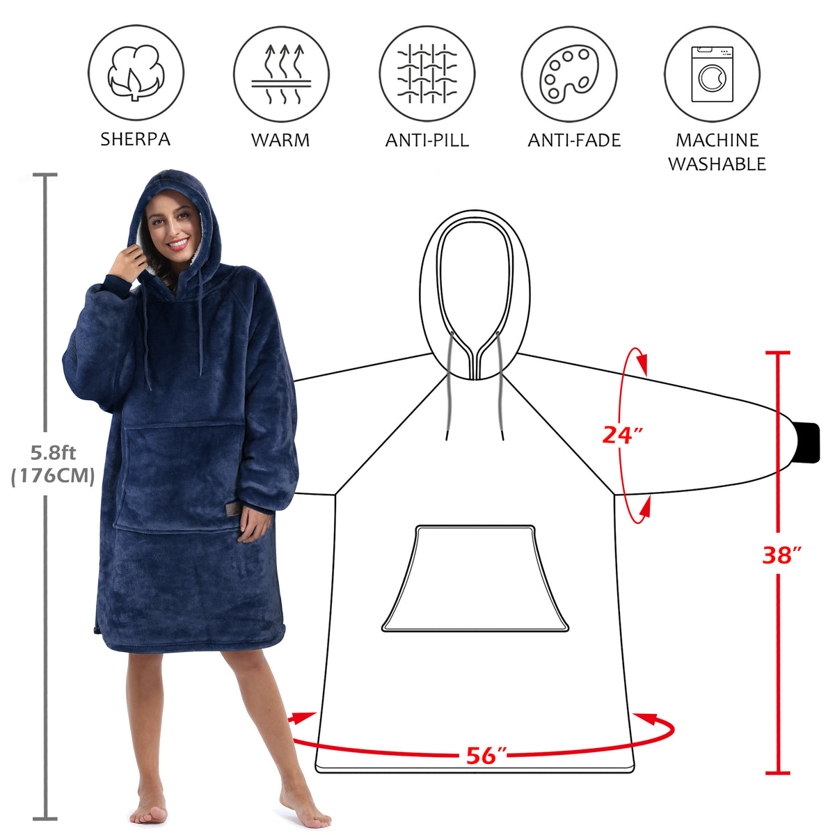 Loose Size Sherpa Blanket Hoodie Dress