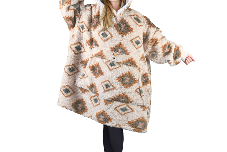 Plaid Oversized Single Layer Hoodie Blanket