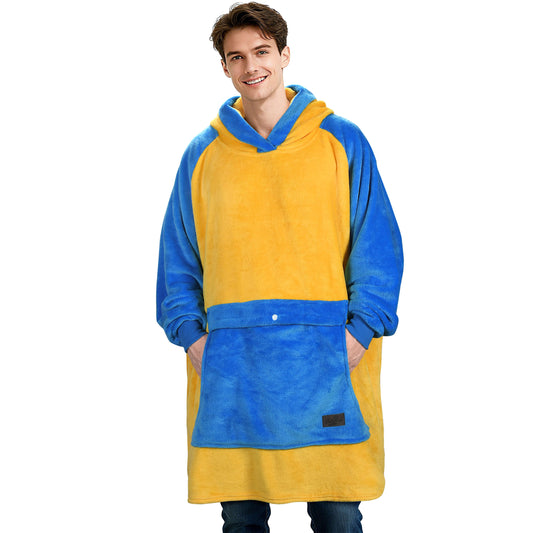 Tirrinia Oversized Wearable Blanket Sweatshirt Comfortable Sherpa Giant Hoodie Black -  product photo