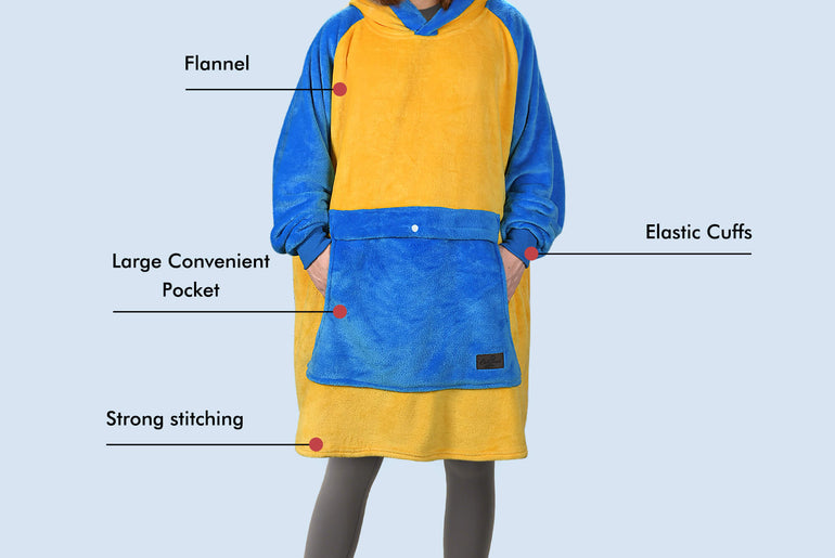 Tirrinia Oversized Wearable Blanket Sweatshirt Comfortable Sherpa Giant Hoodie Black front view
