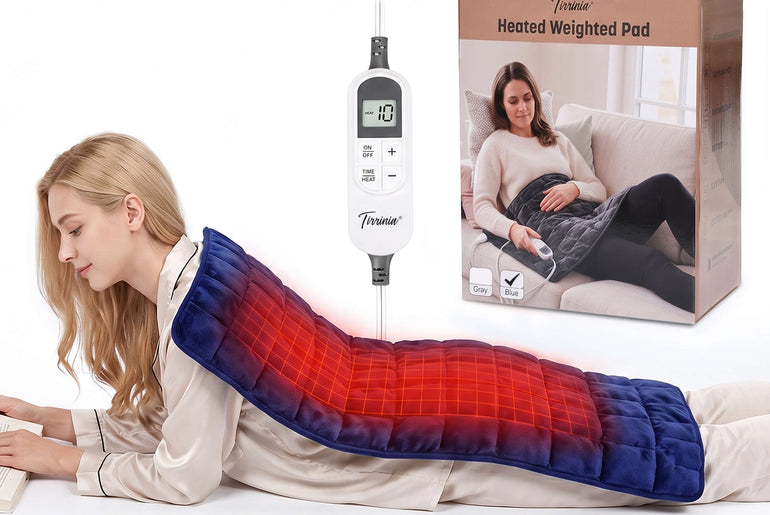 Tirrinia Heated Weighted Pad — 10 Heat Settings & 1-12H Timer, Weighted Electric Heating Pad for Back, Shoulders & Waist, 33" x 18"