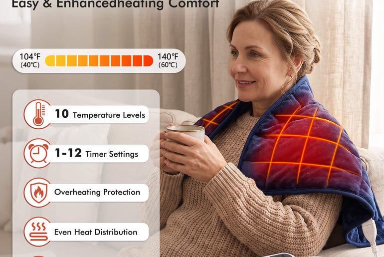 Tirrinia Heated Weighted Pad — 10 Heat Settings & 1-12H Timer, Weighted Electric Heating Pad for Back, Shoulders & Waist, 33" x 18"