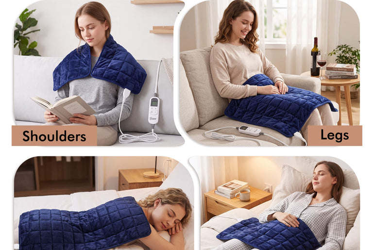 Tirrinia Heated Weighted Pad — 10 Heat Settings & 1-12H Timer, Weighted Electric Heating Pad for Back, Shoulders & Waist, 33" x 18"