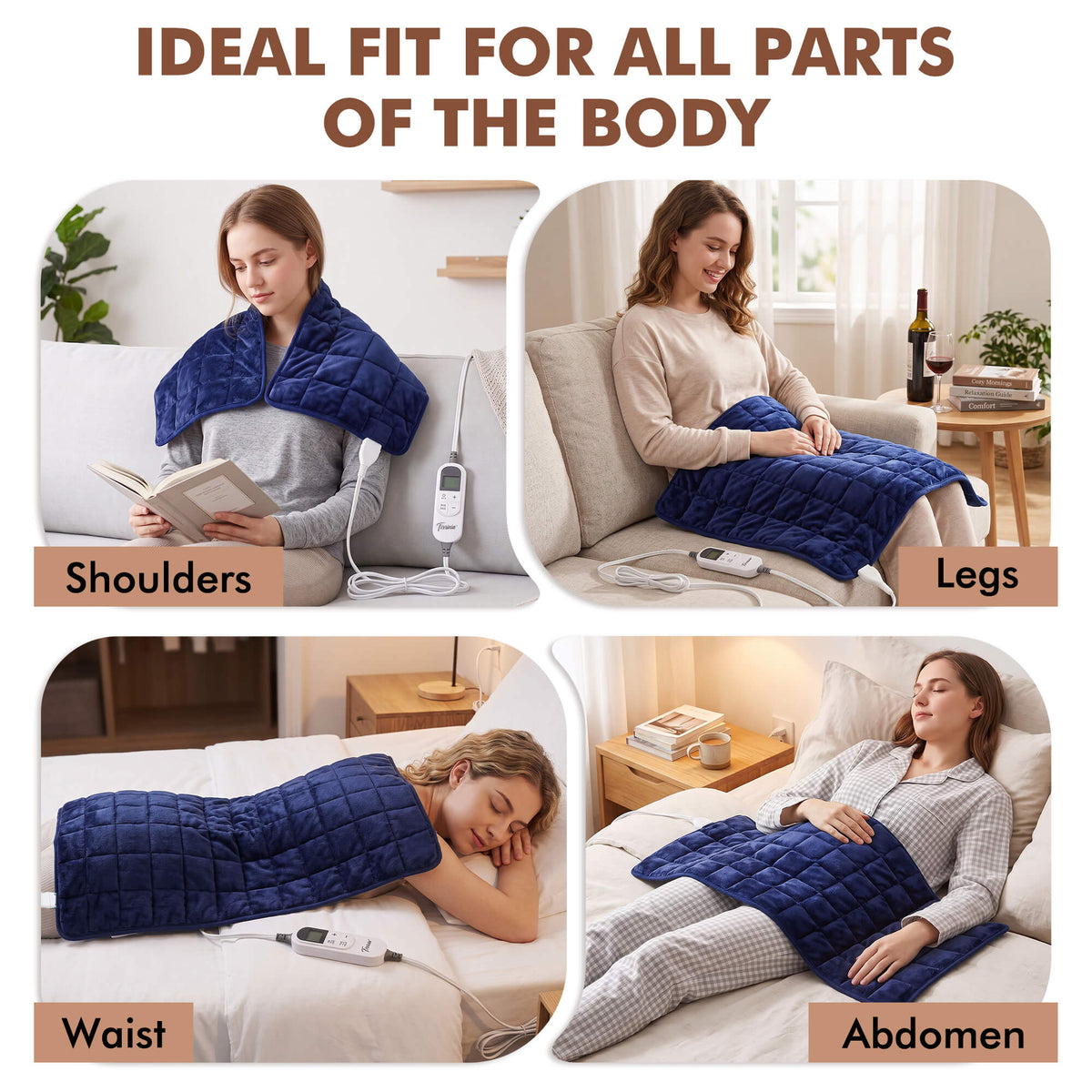 Tirrinia Heated Weighted Pad — 10 Heat Settings & 1-12H Timer, Weighted Electric Heating Pad for Back, Shoulders & Waist, 33" x 18"