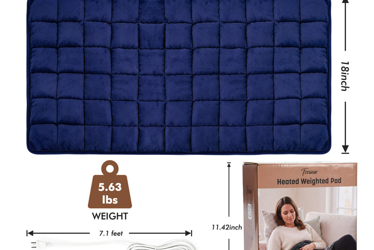 Tirrinia Heated Weighted Pad — 10 Heat Settings & 1-12H Timer, Weighted Electric Heating Pad for Back, Shoulders & Waist, 33" x 18"