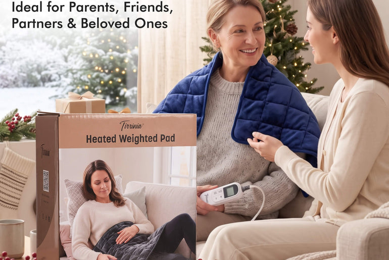 Tirrinia Heated Weighted Pad — 10 Heat Settings & 1-12H Timer, Weighted Electric Heating Pad for Back, Shoulders & Waist, 33" x 18"