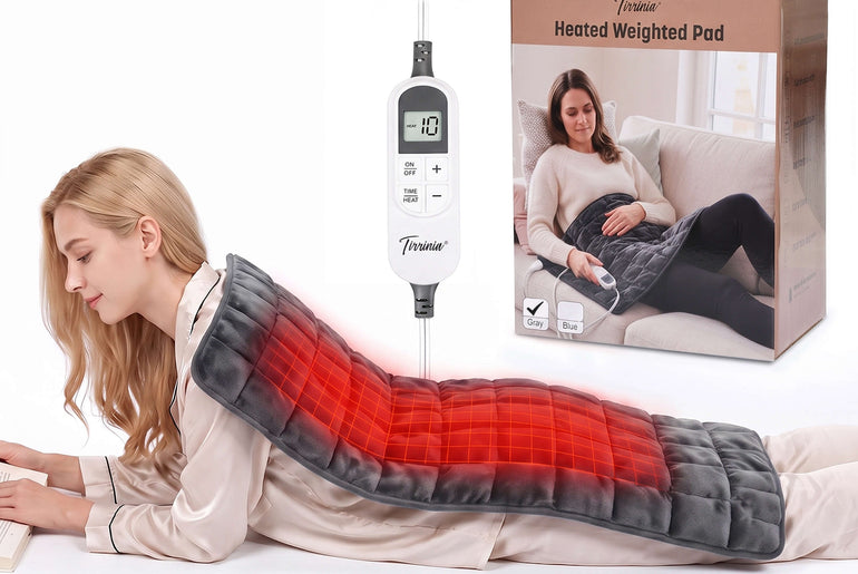 Tirrinia Heated Weighted Pad — 10 Heat Settings & 1-12H Timer, Weighted Electric Heating Pad for Back, Shoulders & Waist, 33" x 18"