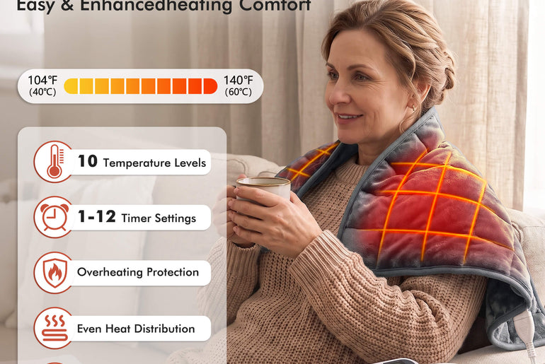 Tirrinia Heated Weighted Pad — 10 Heat Settings & 1-12H Timer, Weighted Electric Heating Pad for Back, Shoulders & Waist, 33" x 18"