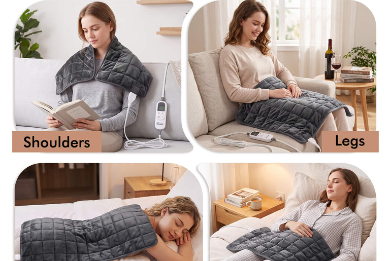 Tirrinia Heated Weighted Pad — 10 Heat Settings & 1-12H Timer, Weighted Electric Heating Pad for Back, Shoulders & Waist, 33" x 18"